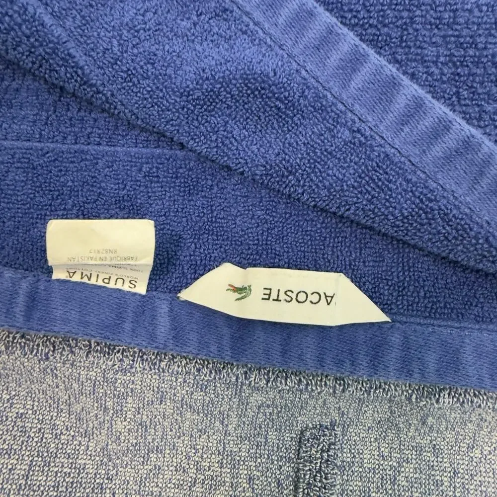 Set Of 2 Lacoste Croc Towel Blue Striped Ocean Heathered Blue